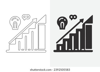 Icons representing percentage growth and decline are placed. Stock vector collection of percent, arrow, up, down, and line style symbols