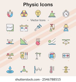 Symbole, die physikalische Konzepte und Symbole darstellen.