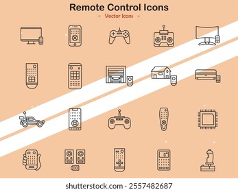 Icons representing remote controls and electronic devices