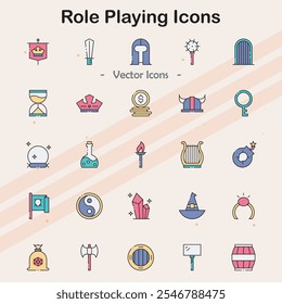 Icons representing role-playing games and activities.