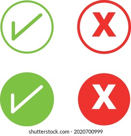 Iconos que representan los símbolos de vectores correctos e incorrectos.