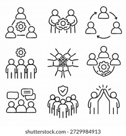 Icons representing teamwork and cooperation