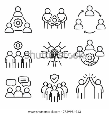 Icons representing teamwork and cooperation