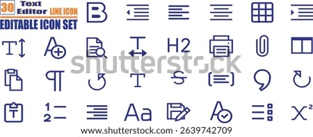 Icons representing text editing tools like bold italic and underline ideal for software development writing apps and digital communication projects.