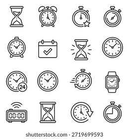 iconos que representan la hora, los relojes, los calendarios y las funciones de cronómetro.