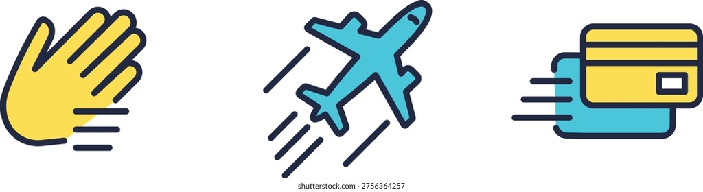 Icons representing travel and payment methods