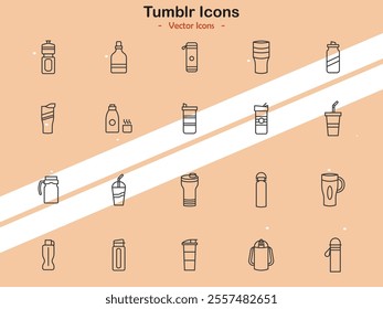 Icons representing Tumblr social media platform and blogging themes