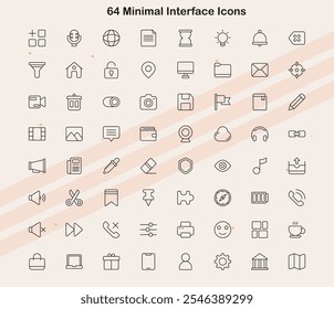 Icons representing user interface elements in a minimalistic design.