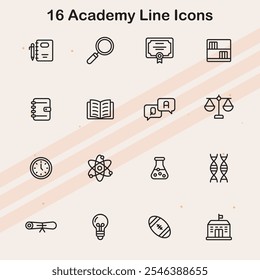 Iconos que representan varios aspectos de un entorno académico.