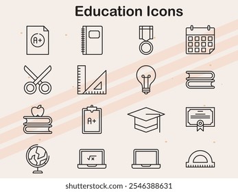 Symbole, die verschiedene Aspekte von Bildung und Lernen darstellen.