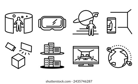 Symbole, die verschiedene digitale Räume darstellen.