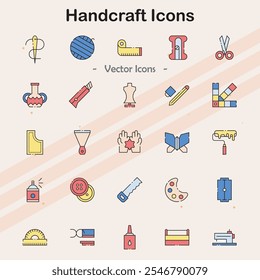 Icons representing various handcrafting tools and activities.