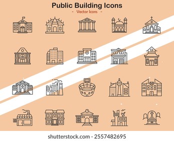 Icons representing various public buildings and facilities