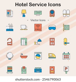 Icons representing various services offered by hotels.