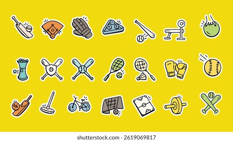 Icons Representing Various Sports and Recreational Activities in Bright Colors