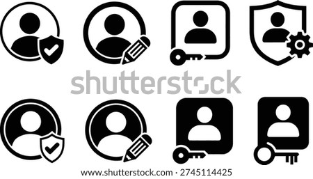 Icons representing various user roles and permissions in a system