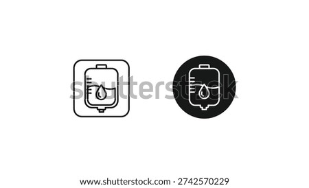 Icons representing water and liquid level indicators in different containers