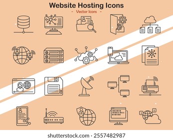 Icons representing website hosting and internet services