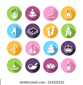 Icons representing wellness, spa, relaxation and healthy lifestyle.