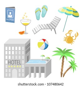 icons - rest in hotel (vector)