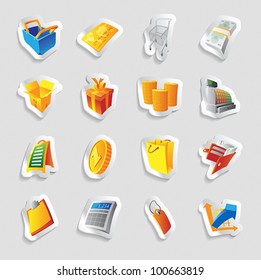 Icons for retail commerce. Vector illustration.