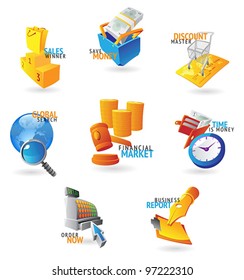 Icons for retail commerce. Vector illustration.