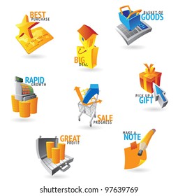 Icons for retail commerce. Vector illustration.