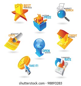Icons for retail commerce. Vector illustration.