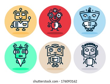 Icons robots. Flat.