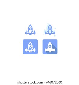 icons rocket design blue on white background. web. Symbols. vector illustration