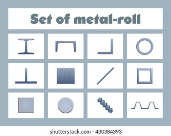 Icons of rolled metal products / Volume icons of various kinds of metal products