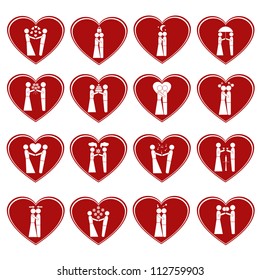Icons romantic hearts -vector