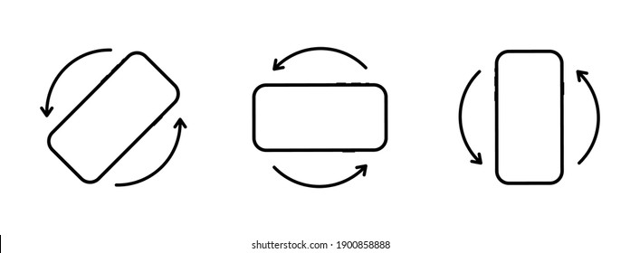 Icons Rotate smartphone. Mobile phone rotation symbols set. Phone screen vertical or horisontal turn. Vector illustration.