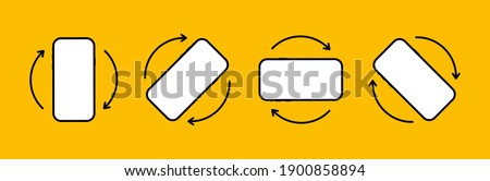 Icons Rotate smartphone. Mobile phone rotation symbols set. Phone screen vertical or horisontal turn. Vector illustration.