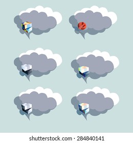 Icons with Rubik's cube and a ball of yarn. icons. vector