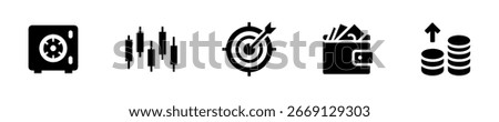 Icons safe wallet target chart coins vault security