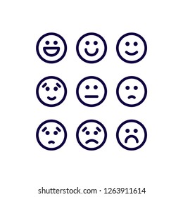 Icons Satisfaction Level. Range feedback in emotion level. Vector Icons. Excellent, good, normal, bad, awful.