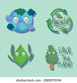 los iconos salvan el planeta y reciclan