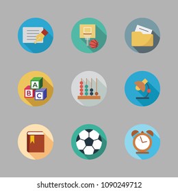 Icons School with book, abacus, folder and desc lamp