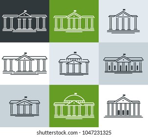 Icons, School, Educational Institution, Municipality, Administration, City Hall. Vector