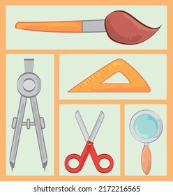iconos diseño de suministros escolares