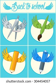 Icons for school with wings.