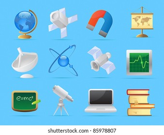 Icons for science and education. Vector illustration.