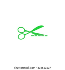 Icons scissors with cut lines.