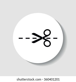 Icons scissors with cut lines.