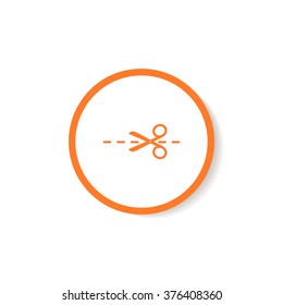 Icons scissors with cut lines.