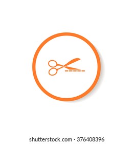 Icons scissors with cut lines.