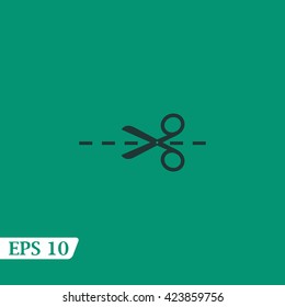 Icons scissors with cut lines.