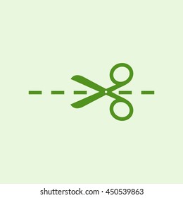 Icons scissors with cut lines.