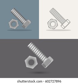 Icons. Screw.  Icons of bolts.